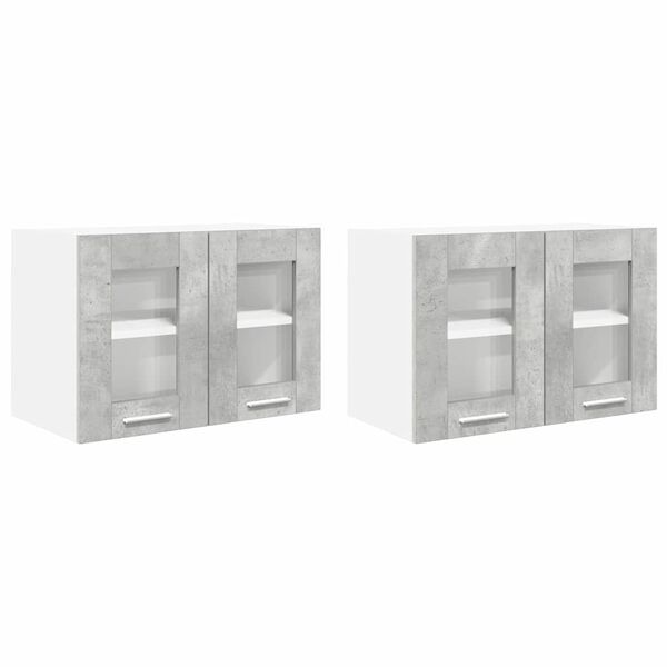 vidaXL Hanging Cabinet with Door 2 pcs Concrete Grey 60 x 31 x 40 cm