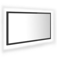 vidaXL LED Bathroom Mirror High Gloss Grey 80x8.5x37 cm Acrylic