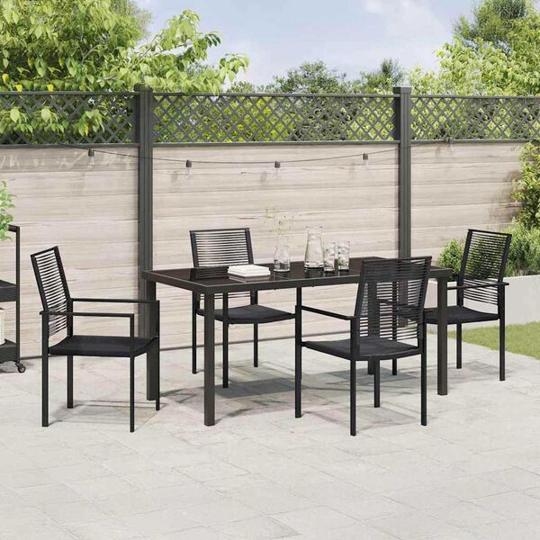 vidaXL Garden Dining Set 5 pcs Black Powder-Coated Steel