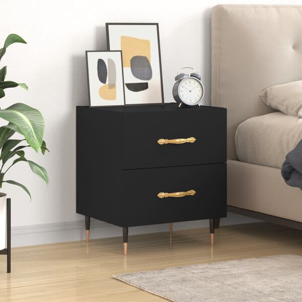 vidaXL Bedside Cabinet Black 40x35x47.5 cm Engineered Wood