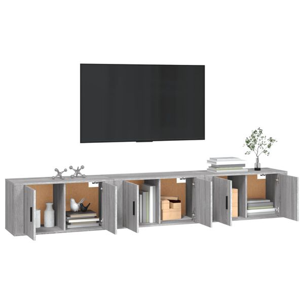 vidaXL Wall-mounted TV Cabinets 3 pcs Grey Sonoma 80x34.5x40 cm