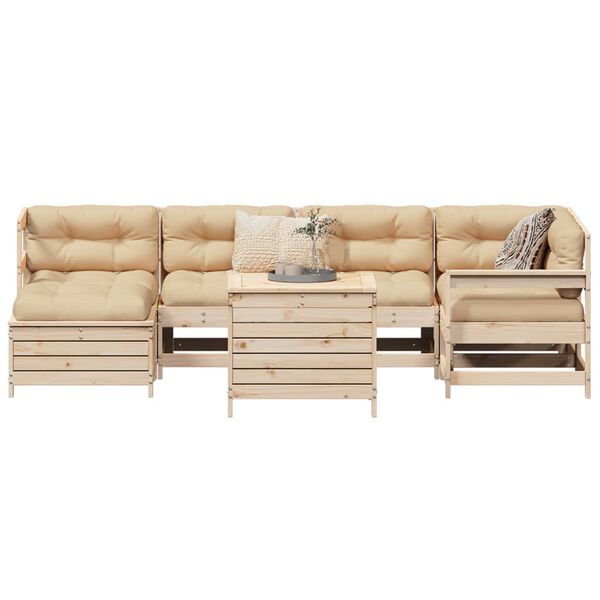 vidaXL 7 Piece Garden Sofa Set Solid Wood Pine