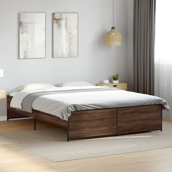 vidaXL Bed Frame without Mattress Brown Oak 150x200 cm King Size
