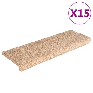 vidaXL Stair Mats 15 pcs 65x21x4 cm Gold Rectangular Edge