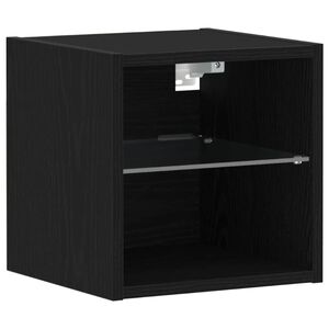 vidaXL LED Wall Bedside Cabinet Wall-mounted Black 30 x 28.5 x 30 cm