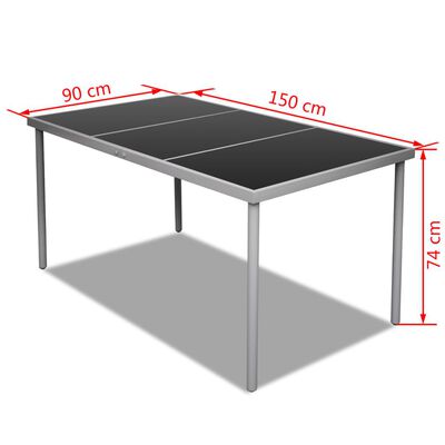 vidaXL Garden Table with Glass Top 150x90x74 cm