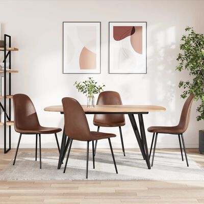 vidaXL Dining Chairs 4 pcs 43.5x53.5x83 cm Shiny Brown Faux Leather