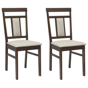 vidaXL Dining Chair 2 pcs Light Brown and Light Solid Rubber Wood
