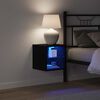 vidaXL LED Wall Bedside Cabinet with Black Engineered Wood