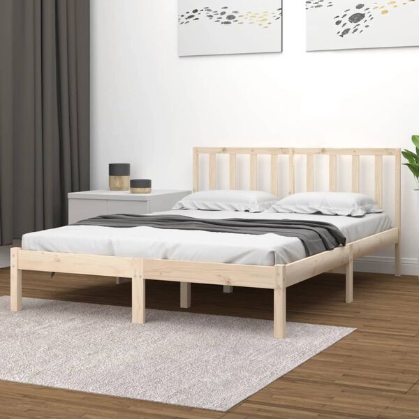 vidaXL Bed Frame without Mattress Solid Wood Pine 120x190 cm Small Double