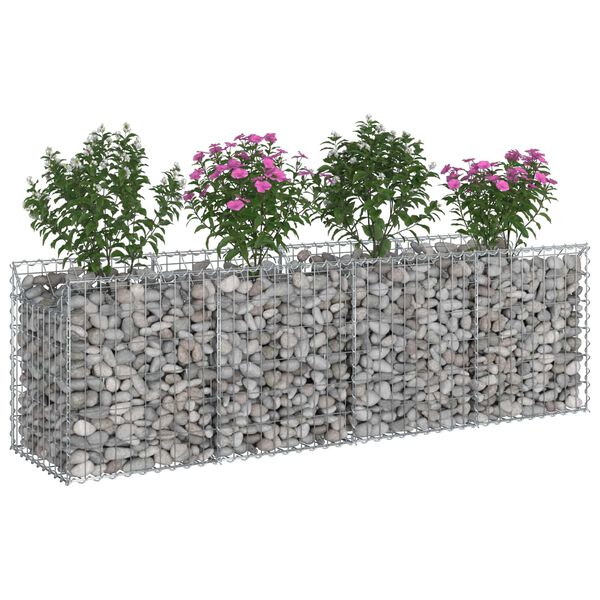 vidaXL Gabion Raised Bed Silver 200 x 50 x 60 cm Galvanised Steel