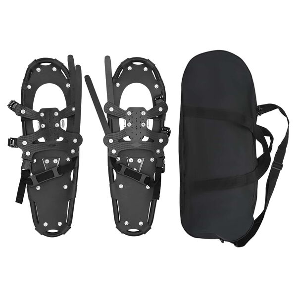vidaXL 3 in 1 Snowshoes Black 25 inches Aluminum and HDPE