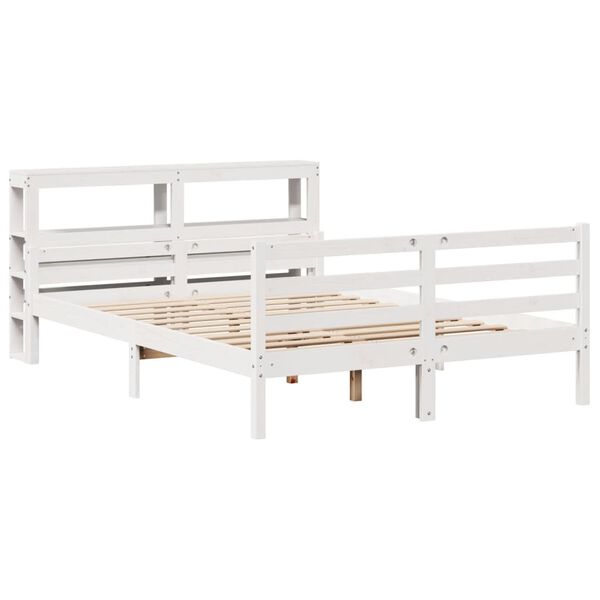 vidaXL Bed Frame with Headboard without Mattress White 135x190 cm Double