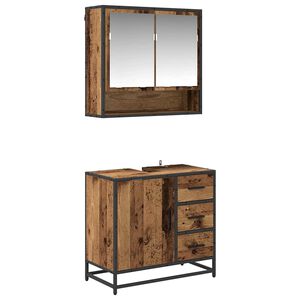 vidaXL Bathroom Furniture Set with Door 2 pcs Old Wood Engineered Wood