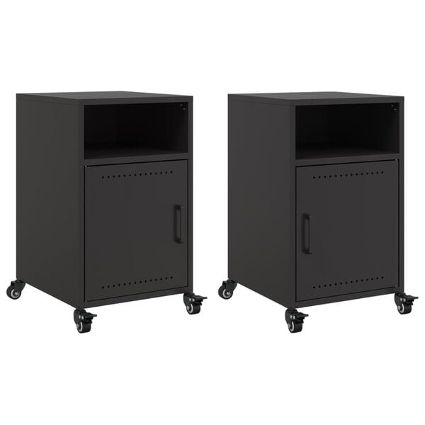 vidaXL Bedside Cabinets 2 pcs Black 36x39x59 cm Steel