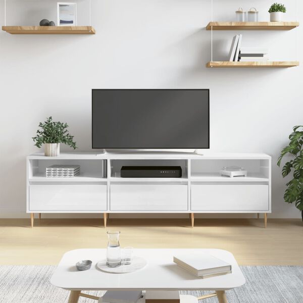vidaXL TV Cabinet High Gloss White 150x30x44.5 cm Engineered Wood