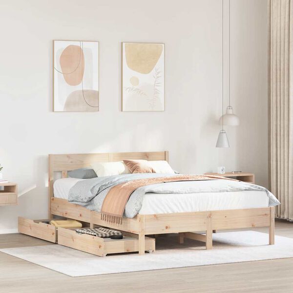 vidaXL Bed Frame without Mattress 135x190 cm Double Solid Wood Pine
