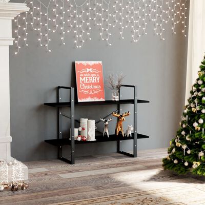 vidaXL 2-Tier Book Cabinet Black 100x30x70 cm Solid Pine Wood