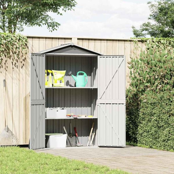 vidaXL Garden Shed Grey 116x45x175 cm Galvanised Steel