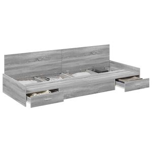 vidaXL Bed Frame with Drawer Grey Sonoma 70 x 190 cm Engineered Wood