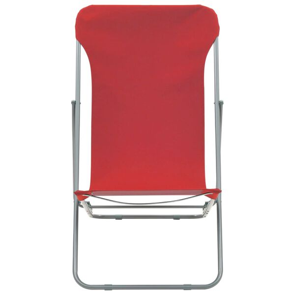 vidaXL Folding Beach Chairs 2 pcs Steel and Oxford Fabric Red