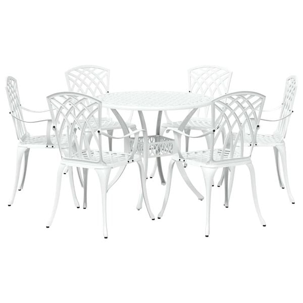 vidaXL Garden Dining Set 7 pcs White Aluminium