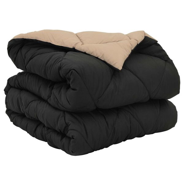 vidaXL Full Year Duvet Black and Taupe 220 x 135 cm Microfiber