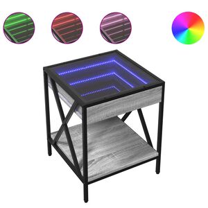 vidaXL Coffee Table with Infinity LED Grey Sonoma 40x40x49 cm