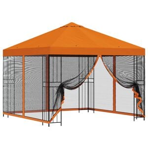 vidaXL Garden Gazebo with Sidewalls 3 x 3 m Orange Polyester and Steel