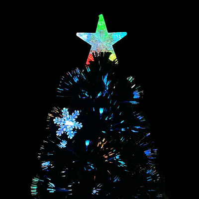 vidaXL Christmas Tree with LED Snowflakes Black 150 cm Fibre Optic