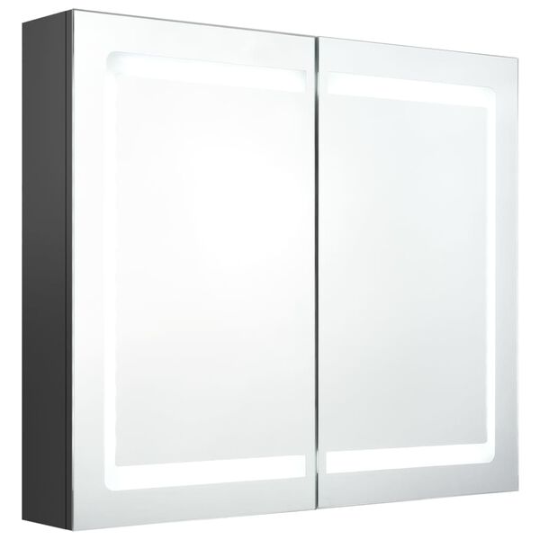 vidaXL LED Bathroom Mirror Cabinet Grey 80x12x68 cm