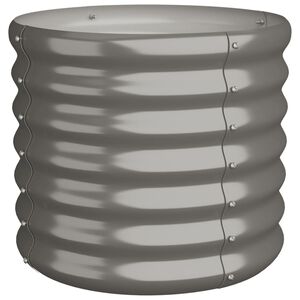 vidaXL Garden Planter | Grey | Powder-Coated Steel | Medium | Durable