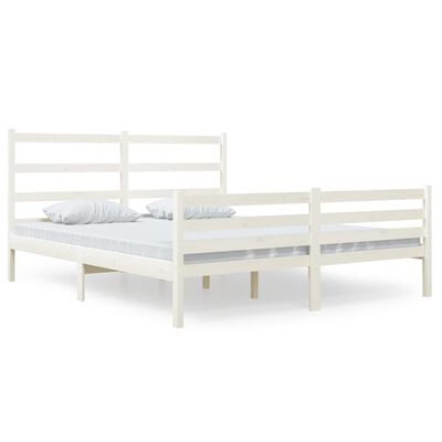 vidaXL Bed Frame Solid Wood Pine 140x190 cm White