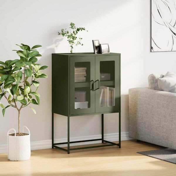 vidaXL Highboard Olive Green 68x39x107 cm Steel