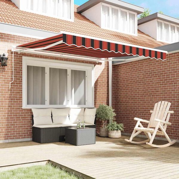 vidaXL Retractable Awning Retractable Orange and Brown 300 x 250 cm