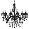 vidaXL Chandelier with Beads Black 12 x E14 Bulbs