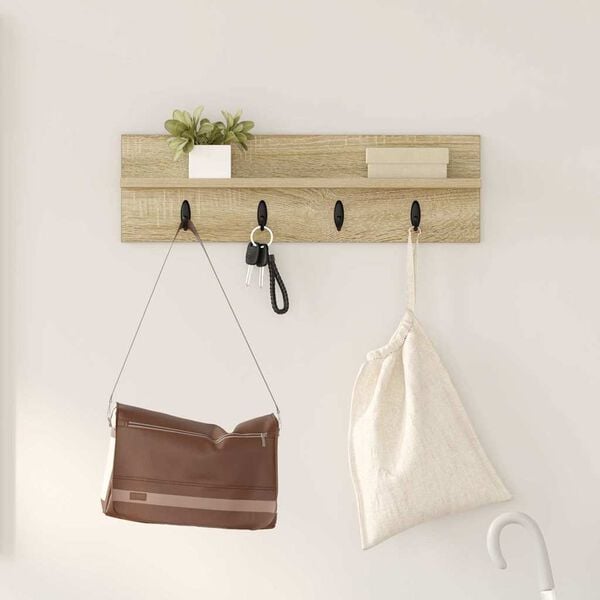 vidaXL Wall-Mounted Coat Rack Sonoma Oak 60 x 10.5 x 18 cm