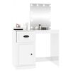 vidaXL Dressing Table with LED High Gloss White 90x50x132.5 cm Engineered Wood