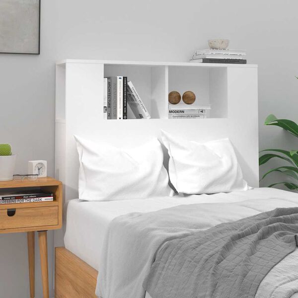 vidaXL Headboard Cabinet High Gloss White 100x18.5x102.5 cm