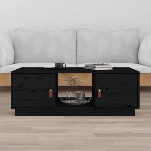 vidaXL Coffee Table Black 100x50x35 cm Solid Wood Pine