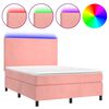 vidaXL Box Spring Bed with Mattress&LED Pink 140x200 cm Velvet