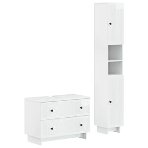 vidaXL 2 Piece Bathroom Cabinet Set EDE High Gloss White