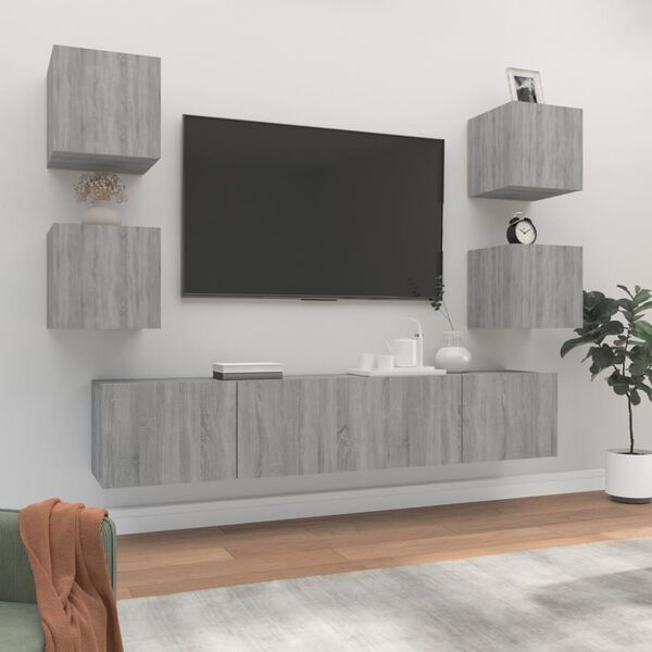 vidaXL 6 Piece TV Cabinet Set Grey Sonoma Engineered Wood