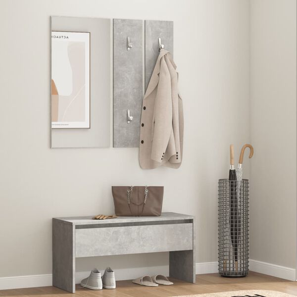 vidaXL Hallway Furniture Set Concrete Grey Engineered Wood