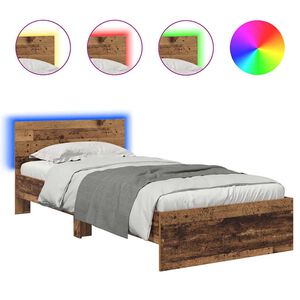 vidaXL Bed Frame with Headboard Old Wood 100 x 200 cm Engineered Wood