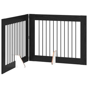 vidaXL Foldable Dog Gate with Stands 2 pcs Black Oak 200.5 cm