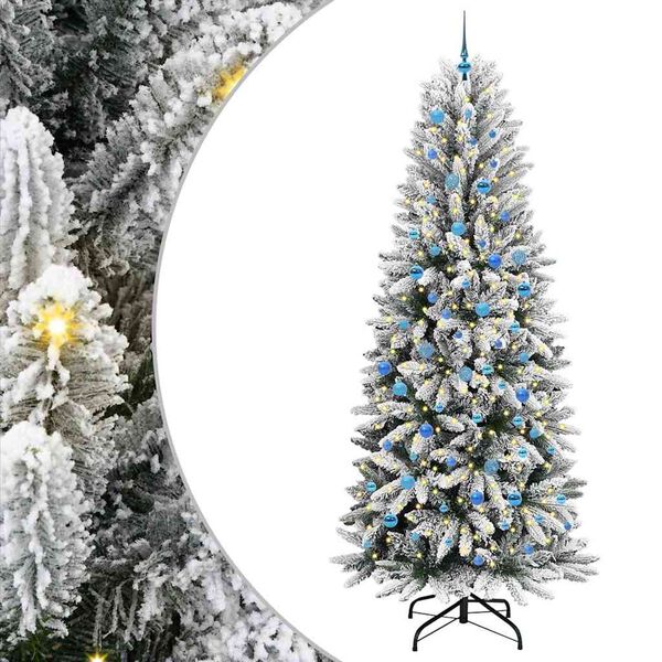 vidaXL Artificial Christmas Tree with 300 LEDs with Stand White 240 cm