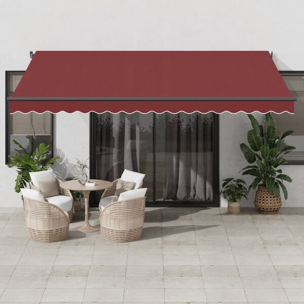vidaXL Manual Retractable Awning Burgundy 450x350 cm