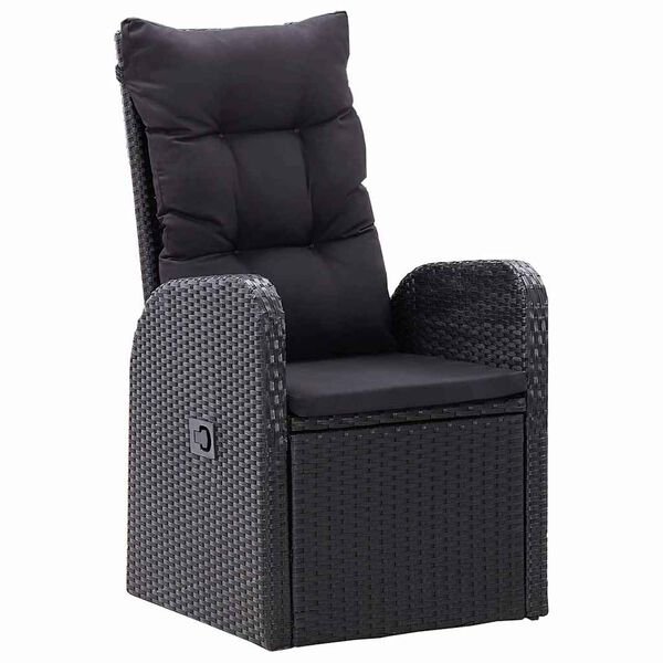 vidaXL Garden Dining Set 5 pcs Black Poly Rattan