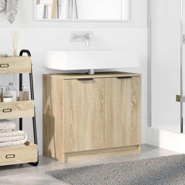 vidaXL Bathroom Cabinet Sonoma Oak 64.5 x 33.5 x 59 cm Engineered Wood